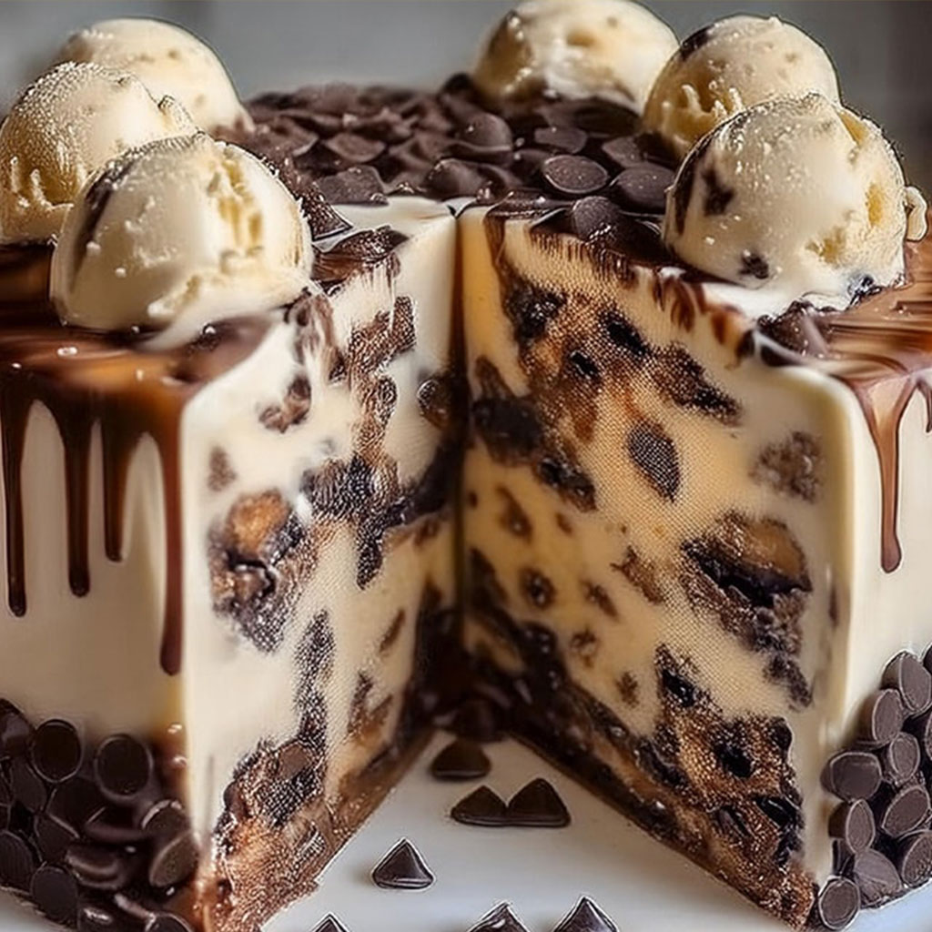 Chocolate Chip Cookie Dough Ice Cream Cake