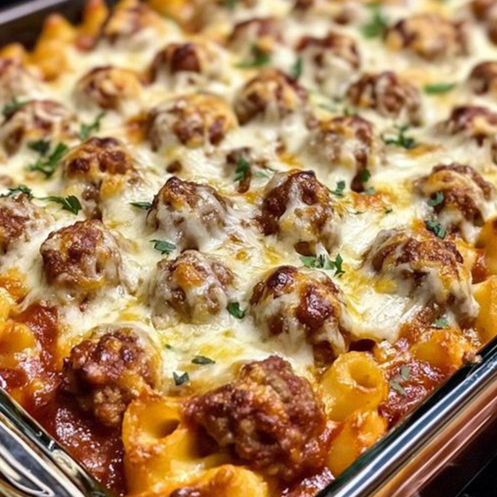 Easy Dump and Bake Meatball Casserole