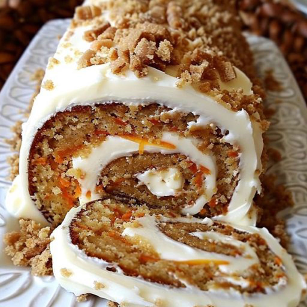 Carrot Cake Roll with Cream Cheese Frosting