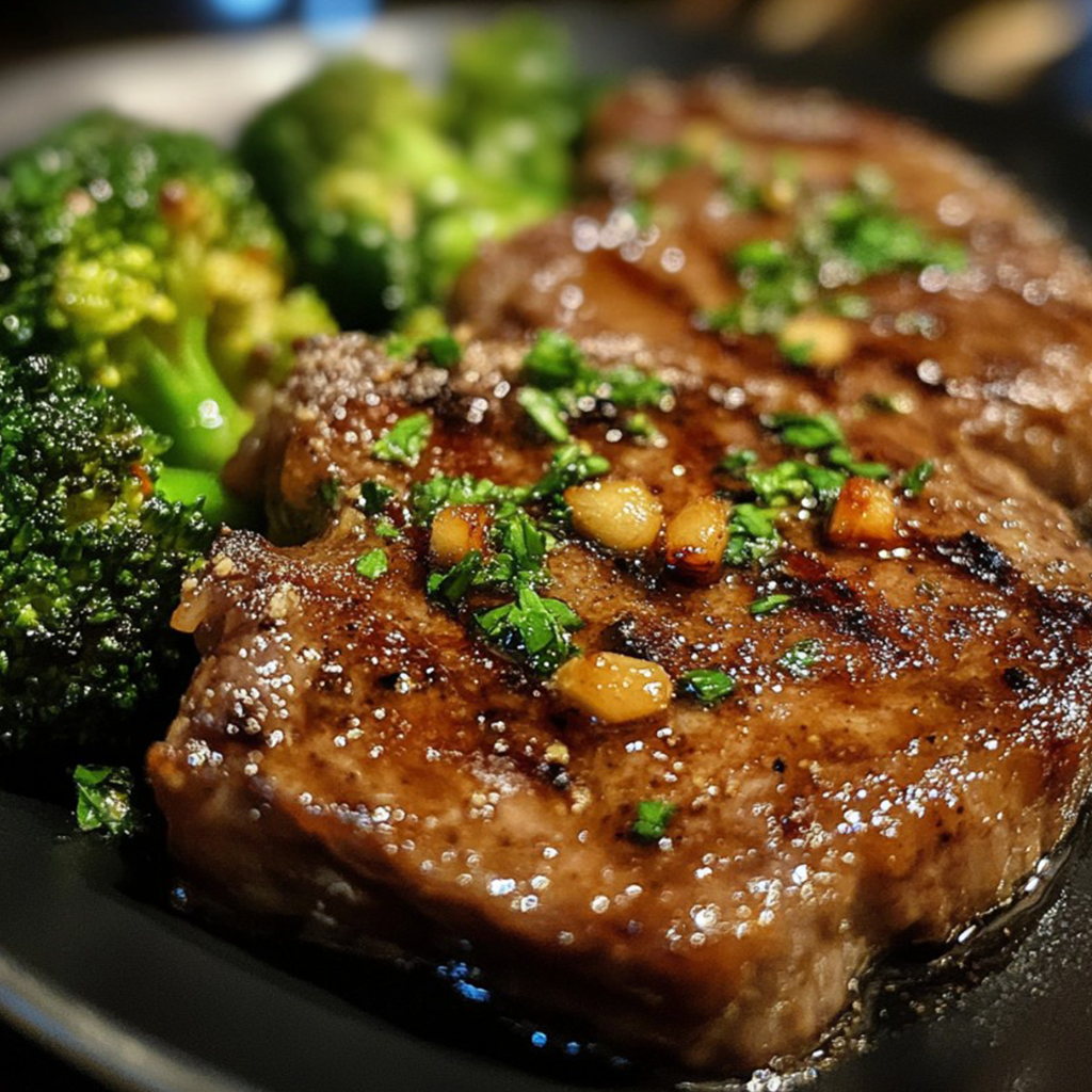 Brown Sugar Beef Chops with Roasted Garlic Broccoli, Delicious Brown Sugar Beef Chops with Roasted Garlic Broccoli