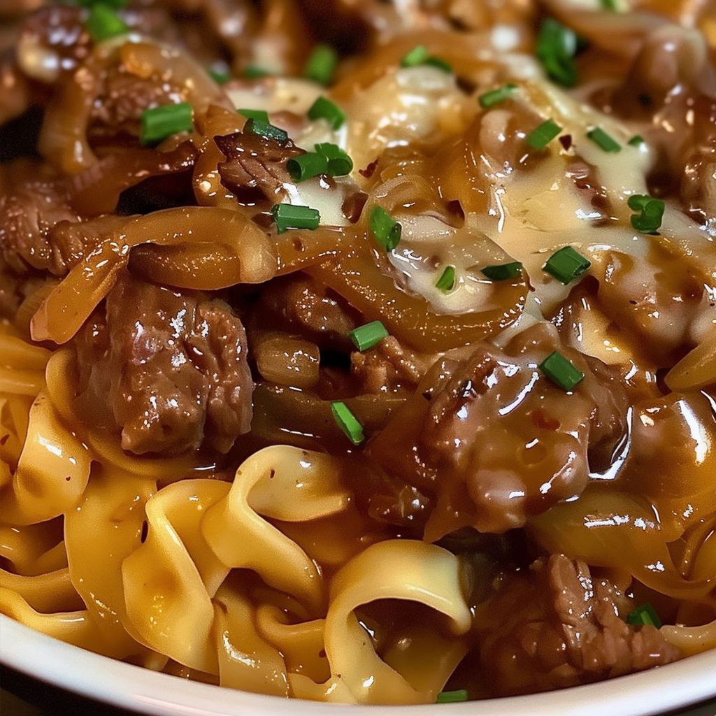 French Onion Beef and Noodles