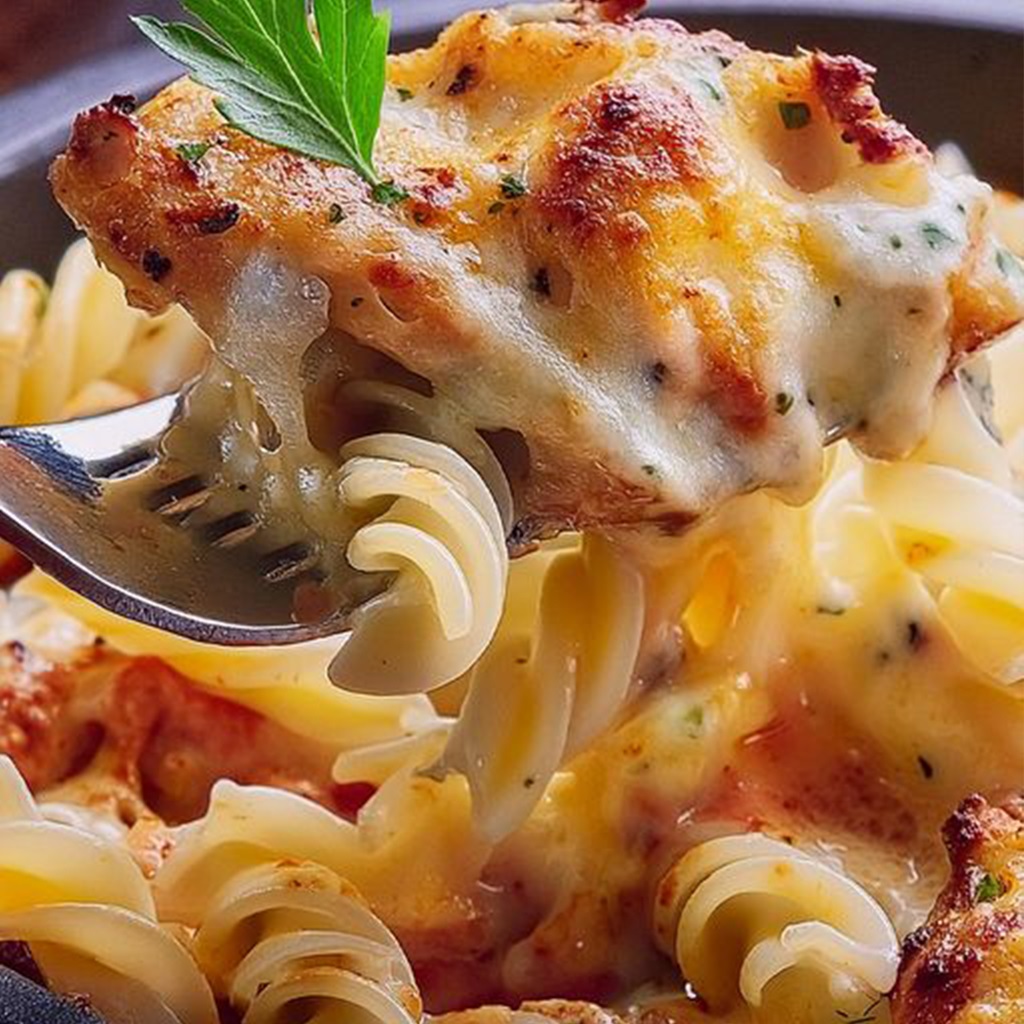 Garlic Parmesan Chicken Pasta Bake