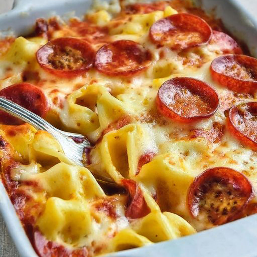 Cheese Tortellini Pepperoni Pizza Casserole