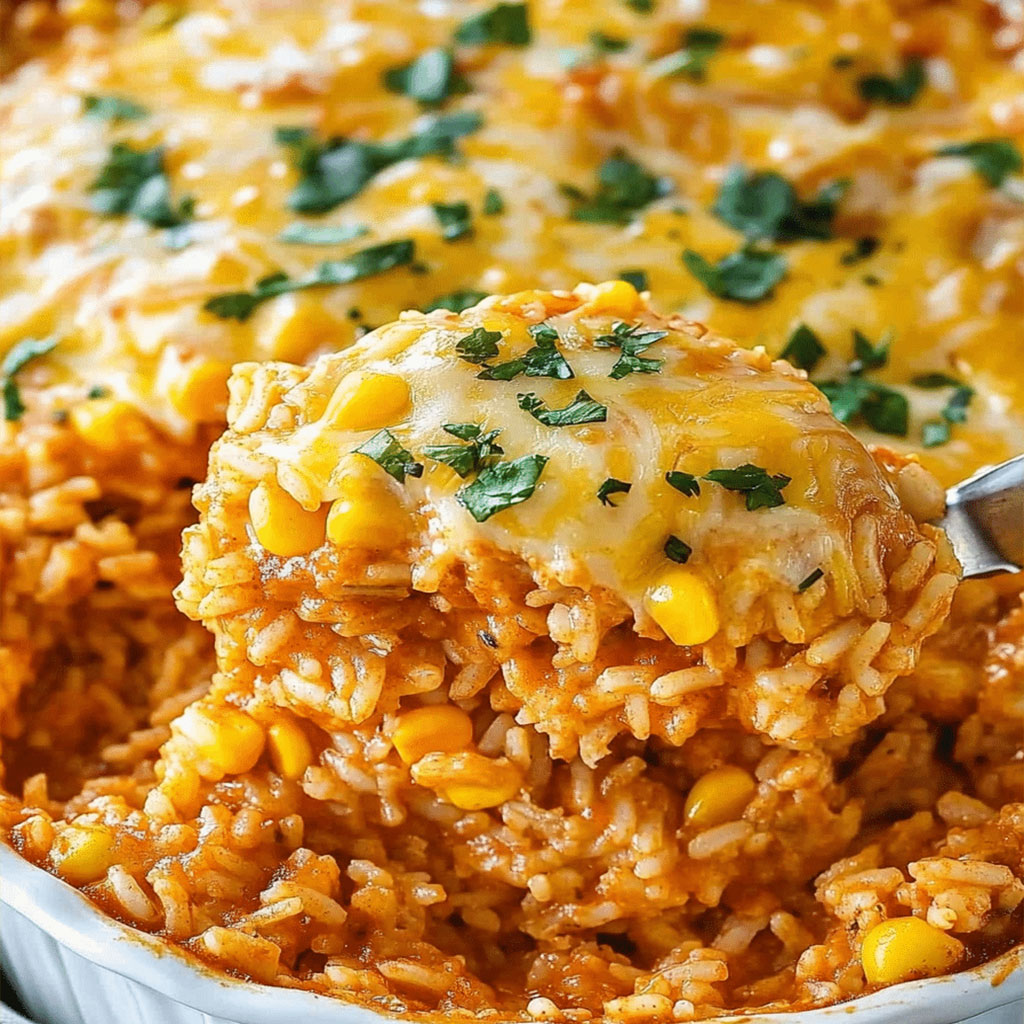 Chicken Enchilada Rice with Corn Casserole