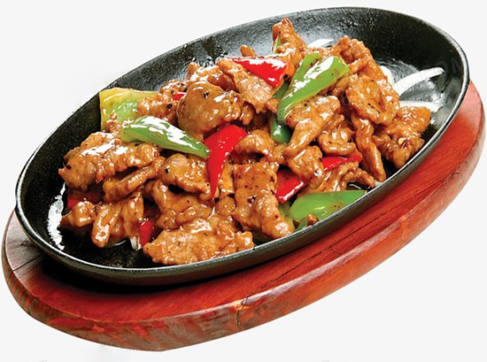 Sizzling Premium Beef Fillet Steak (in Black Bean Sauce with Green & Red  Pepper, Cantonese Sauce, Ginger & Spring Onion or Black Pepper Sauce) -  Picture of Red Chilli Chinese Restaurant Oxford