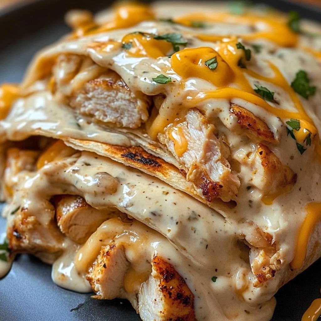 Cheesy Garlic Chicken Wraps Recipe