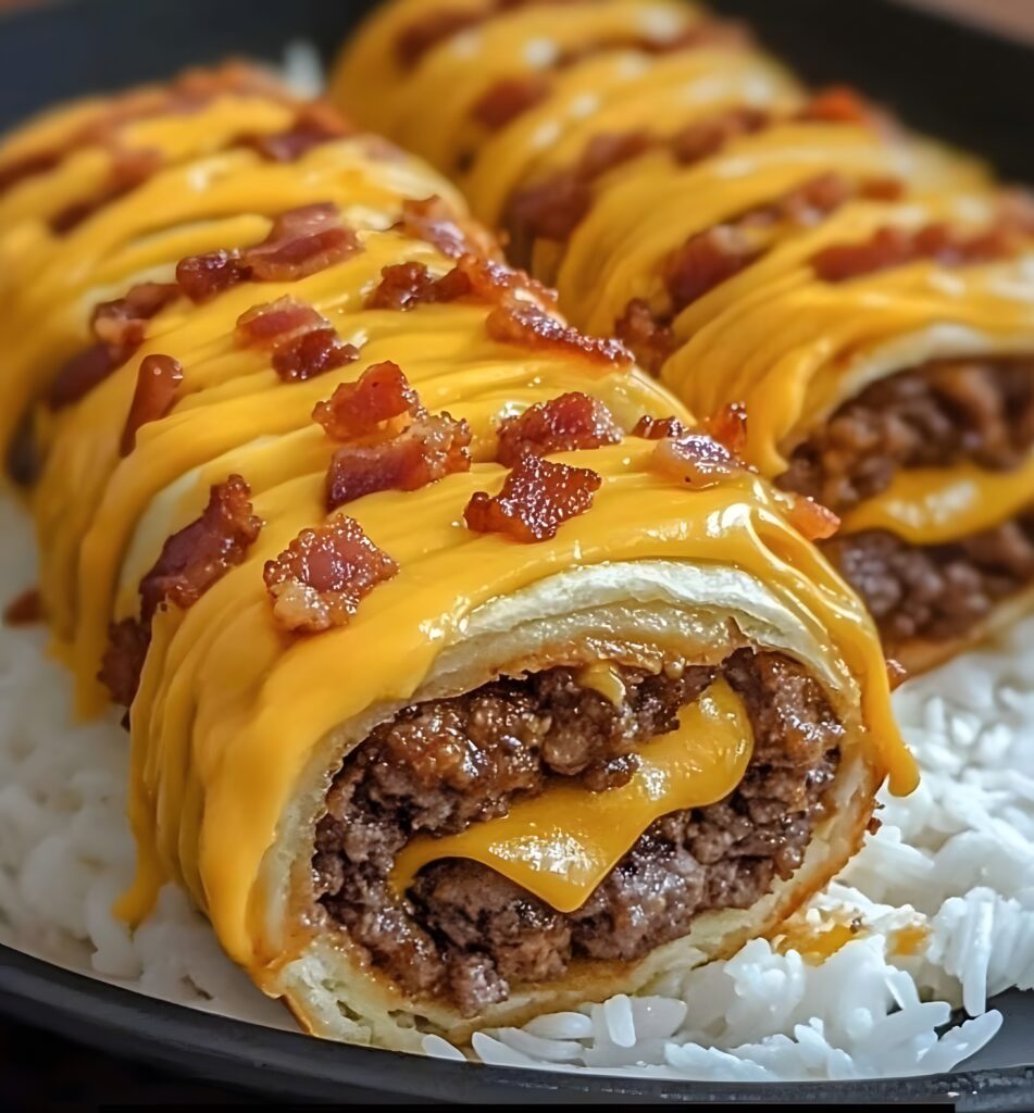 Garlic Butter Bacon Cheeseburger Rollups 