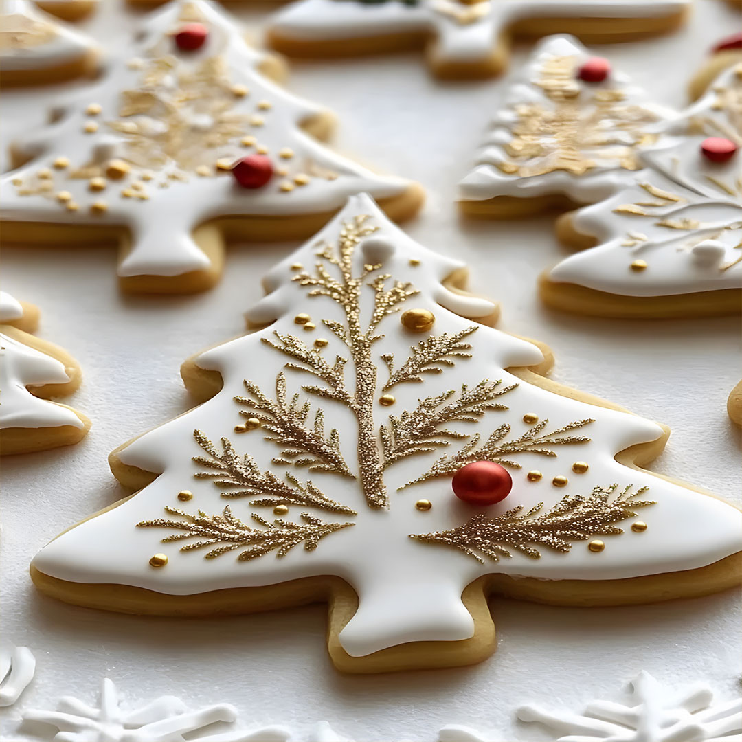 Golden Wreath Christmas Tree Cookies