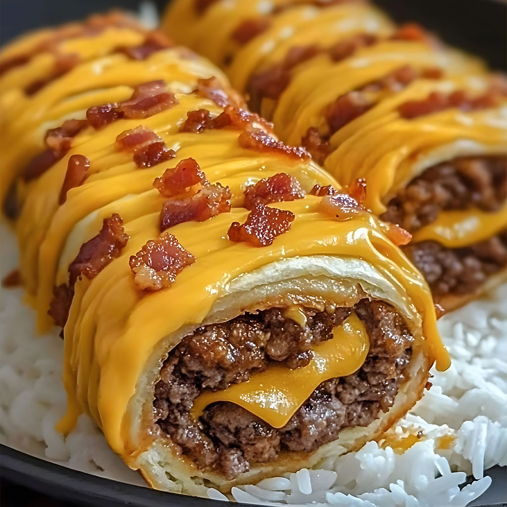 Garlic Butter Bacon Cheeseburger Rollups