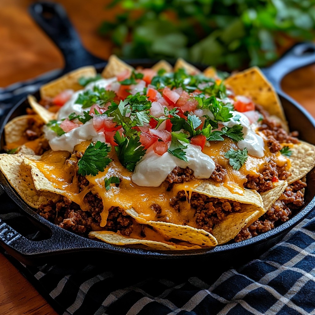 Loaded Cast Iron Nachos,
Skillet nachos,
Skillet nachos no oven,
Skillet nacho dip,
Dutch oven nachos in oven,
Le Creuset Nachos,
Nachos idea,
Skillet Veggie nachos,
Nachos recipe no beans,
Nachos, CheesyGoodness, TacoTuesday, ComfortFood, FoodieFavorites, EasyRecipes, SnackAttack