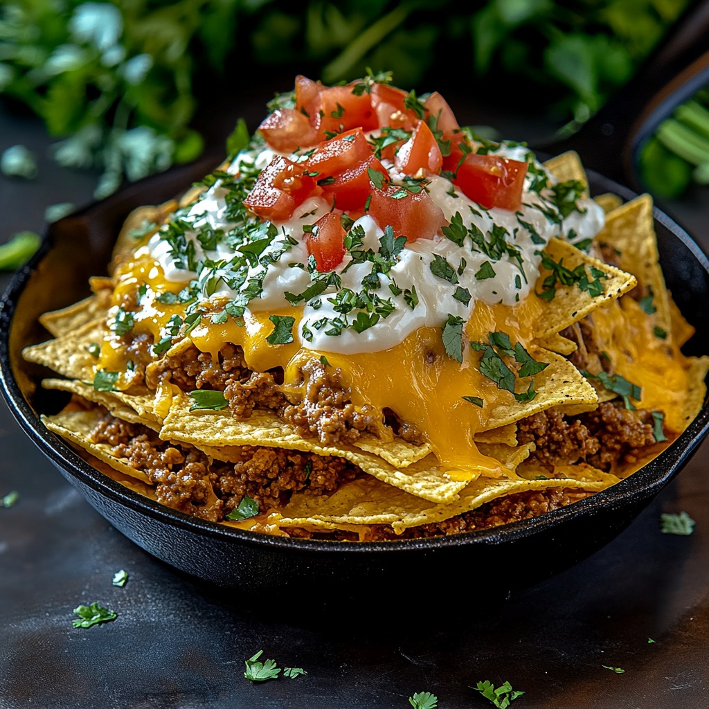 Loaded Cast Iron Nachos, Skillet nachos, Skillet nachos no oven, Skillet nacho dip, Dutch oven nachos in oven, Le Creuset Nachos, Nachos idea, Skillet Veggie nachos, Nachos recipe no beans, Nachos, CheesyGoodness, TacoTuesday, ComfortFood, FoodieFavorites, EasyRecipes, SnackAttack