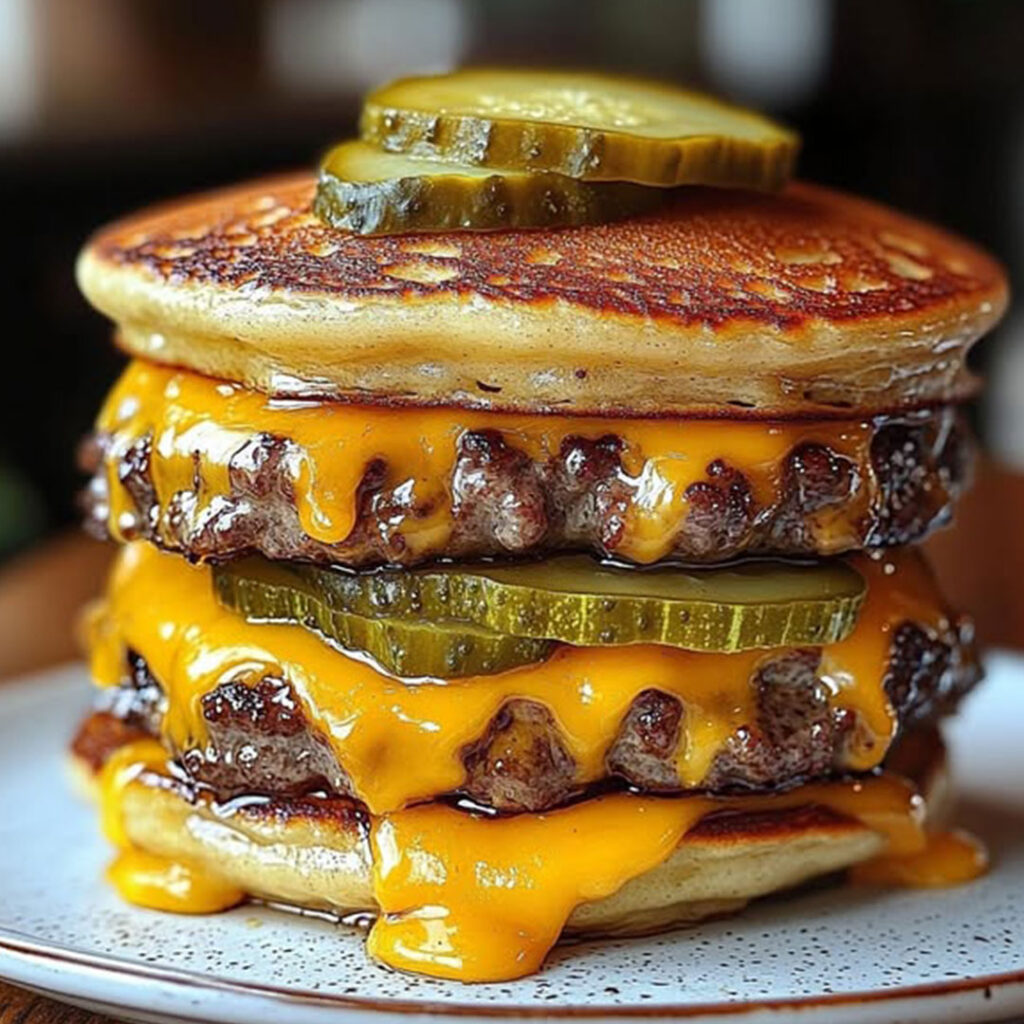 Cheesy Beef Pancake Stack, Cheesy Beef, Pancake. Beef, Cheesy, Stack, Beef Stack